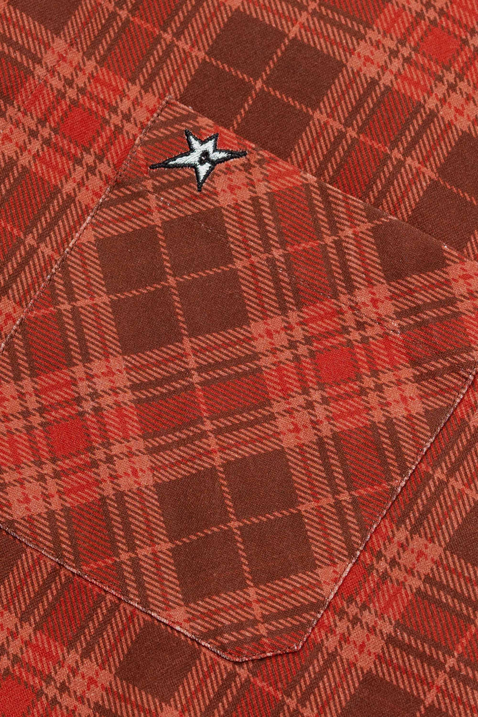 PLAID DENIM BUTTON-UP