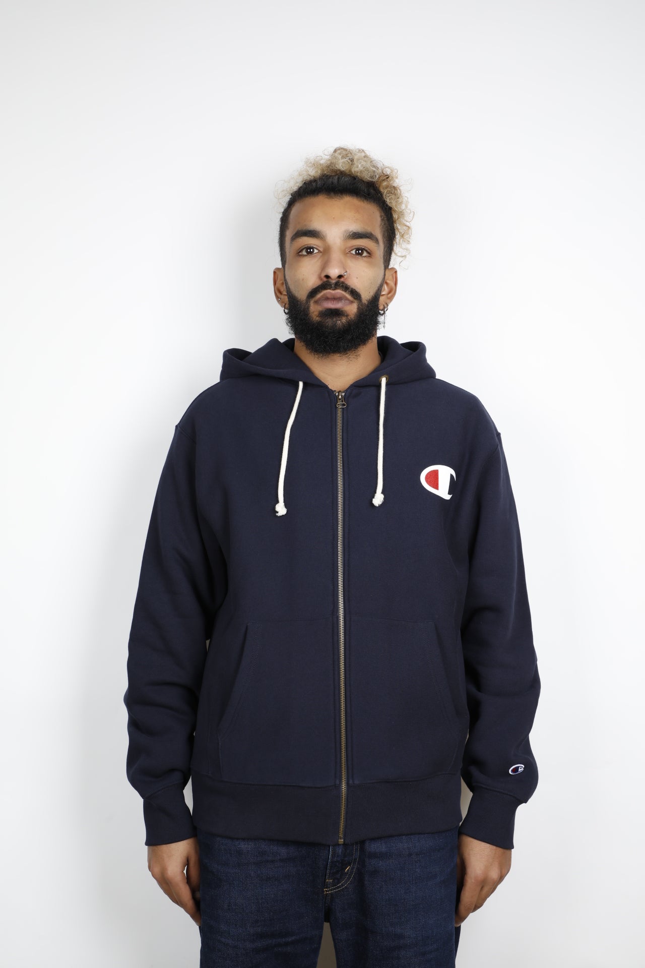 GOUDRON X CHAMPION LOGO ZIP HOODIE
