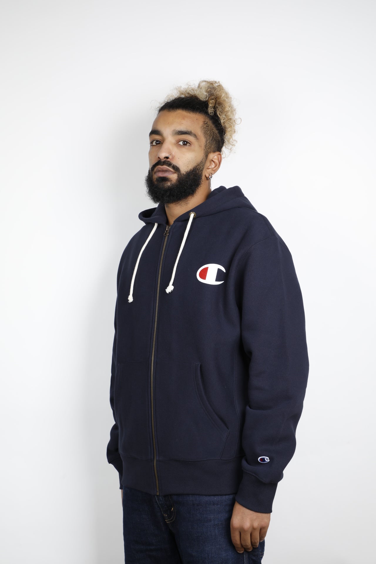 GOUDRON X CHAMPION LOGO ZIP HOODIE