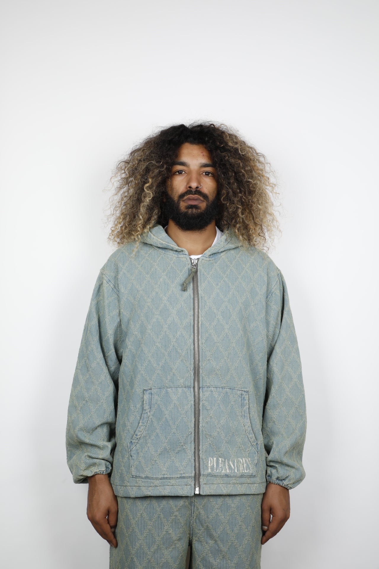 DIAMOND JACQUARD ZIP HOODIE