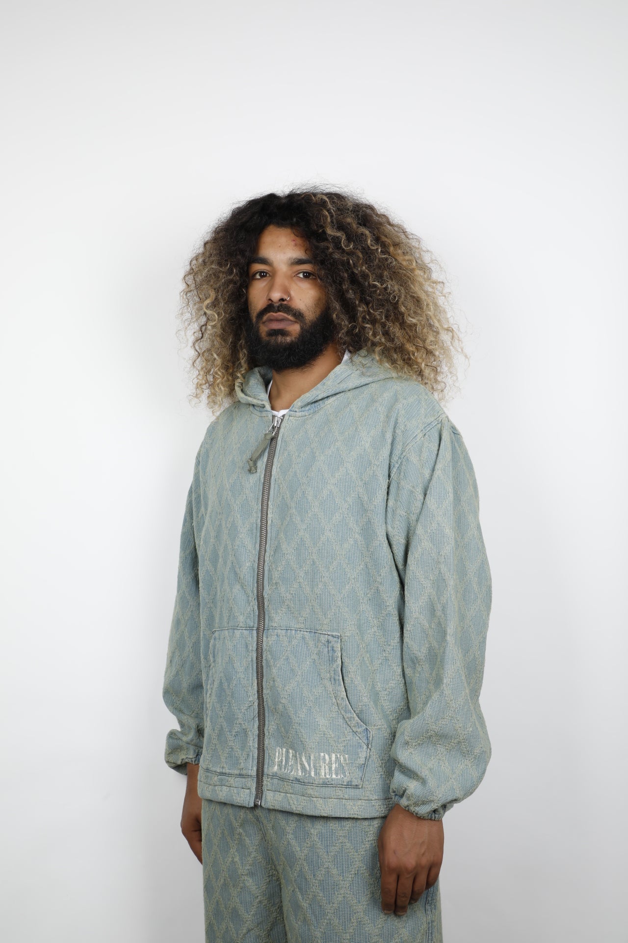 DIAMOND JACQUARD ZIP HOODIE