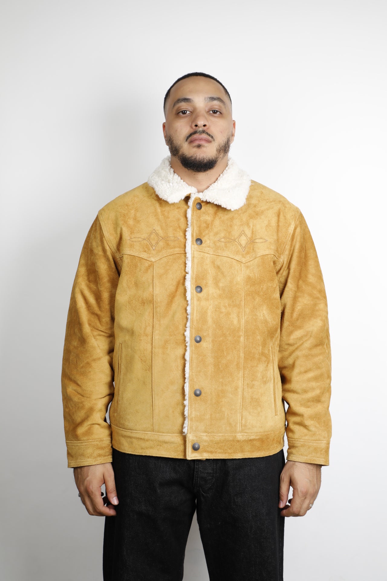 WESTERN SUEDE SHERPA TRUCKER JACKET