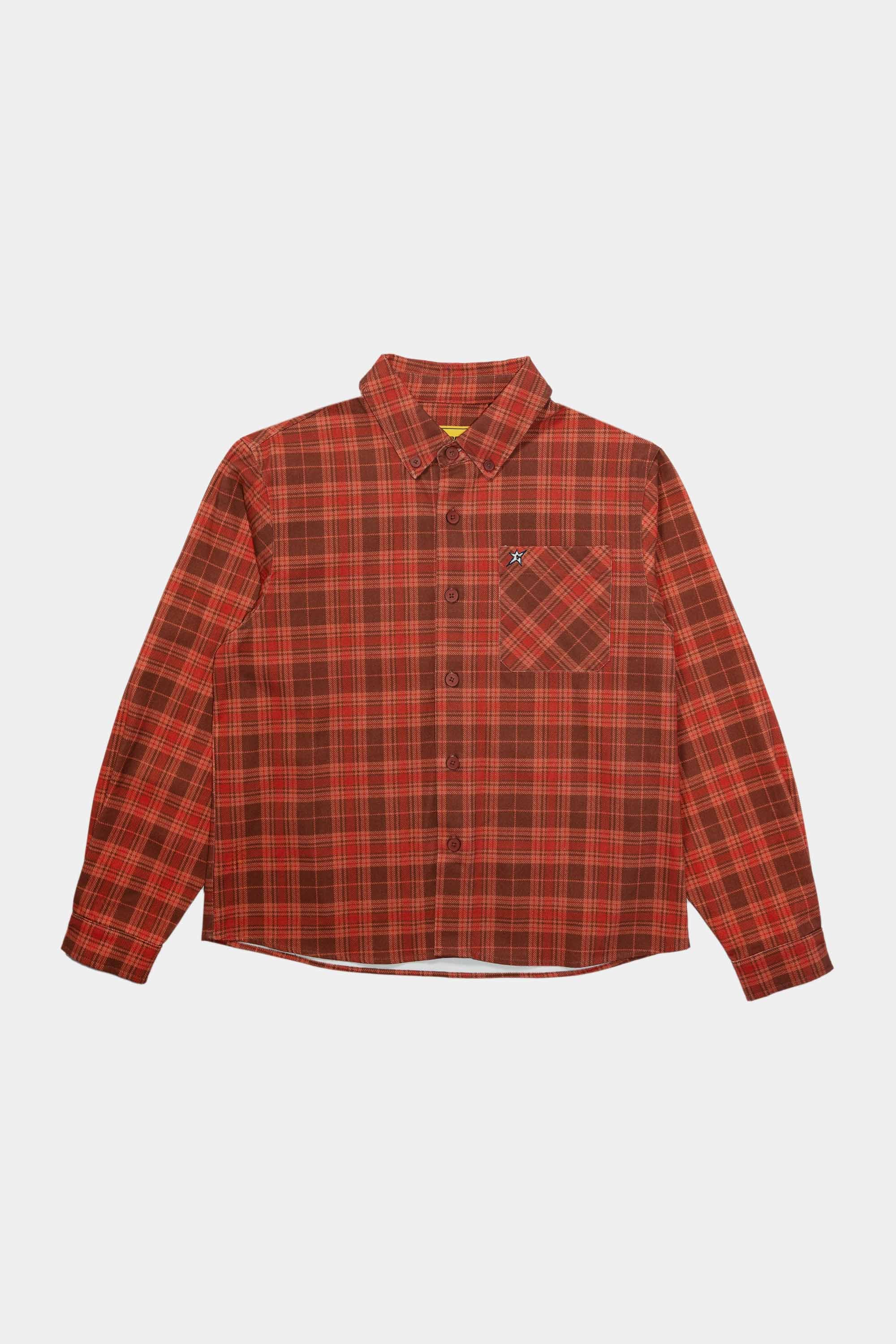 PLAID DENIM BUTTON-UP