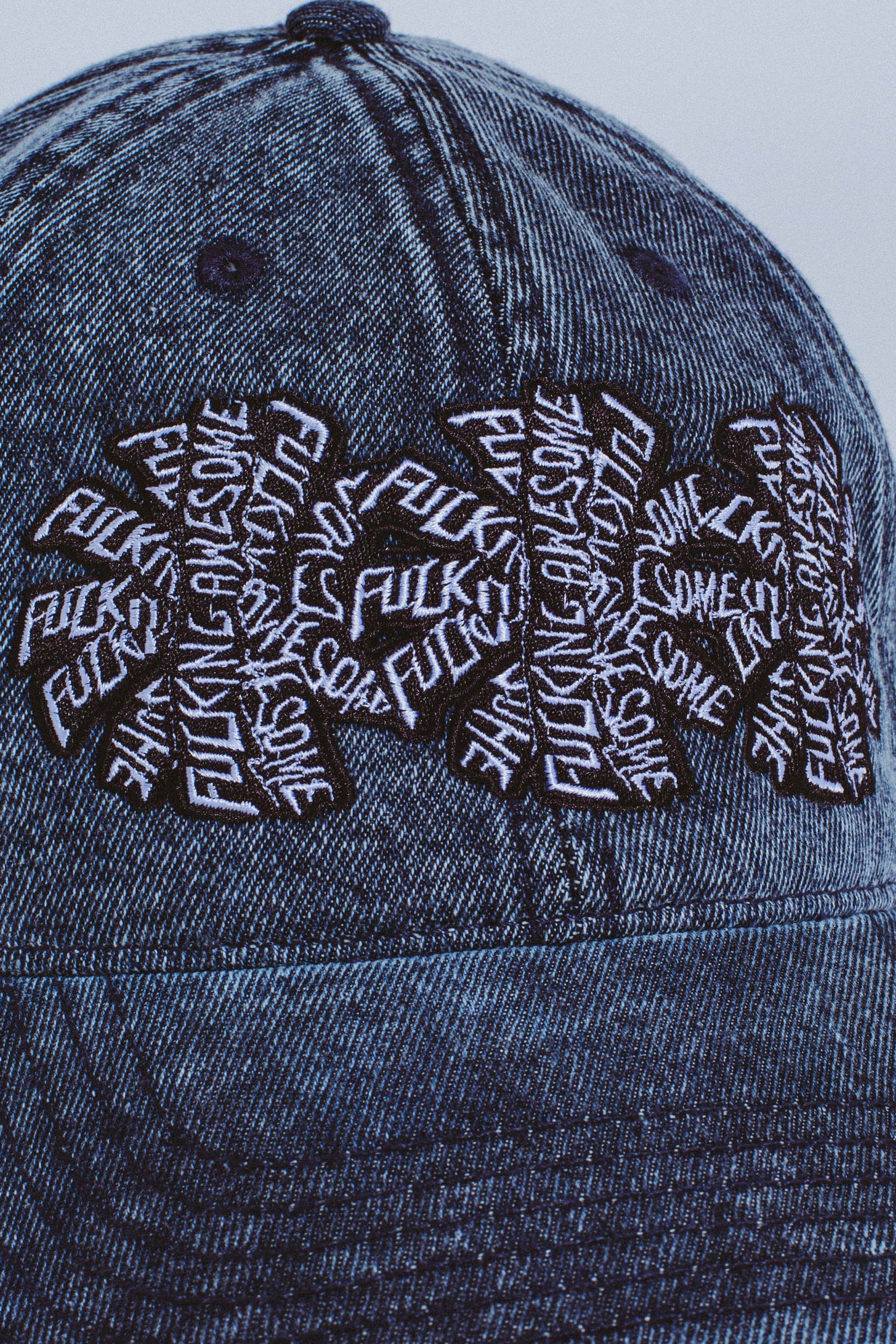 THREE SPIRAL WASHED DENIM 6-PANEL HAT