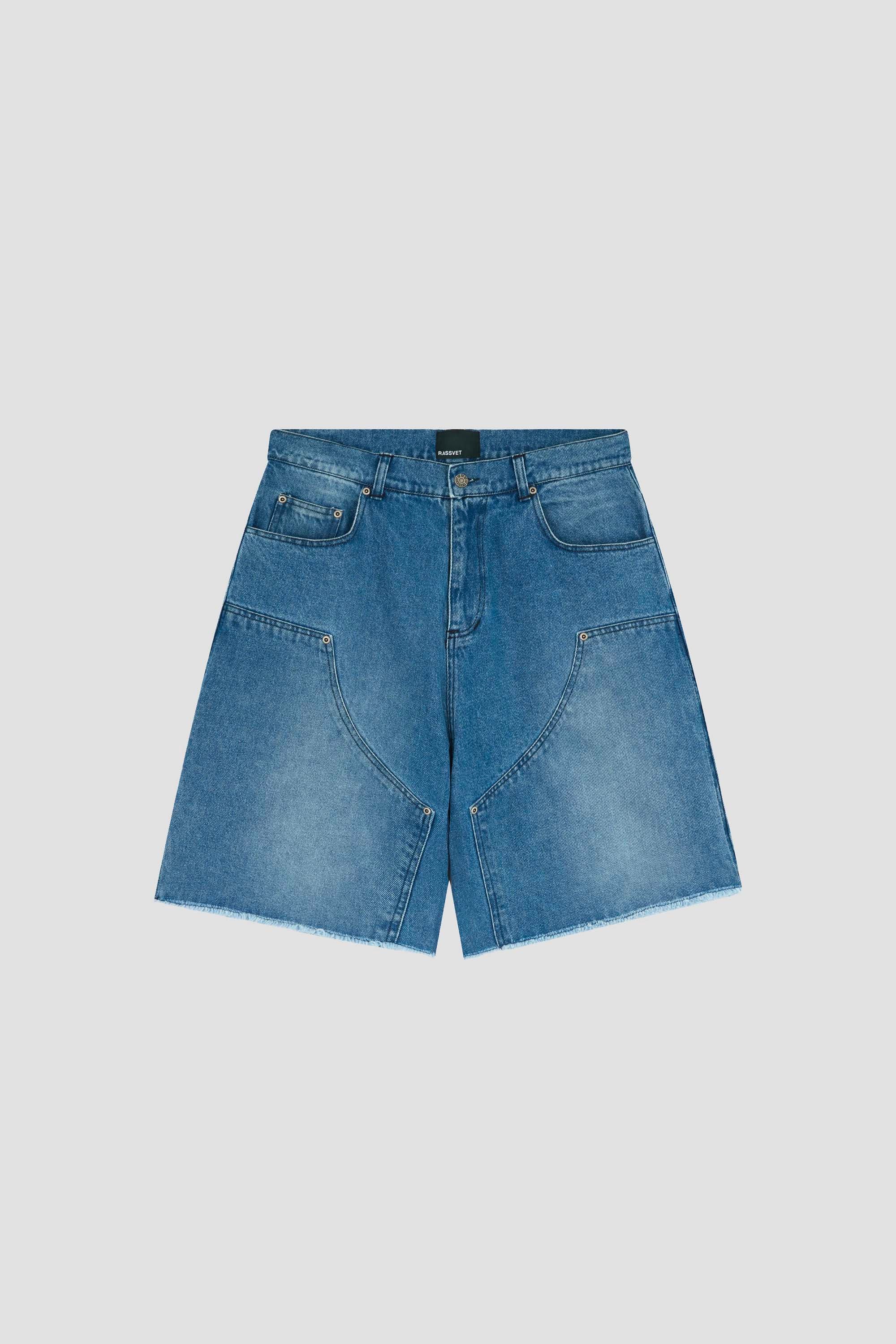 DOUBLE KNEE BAGGY DENIM SHORT WOVEN